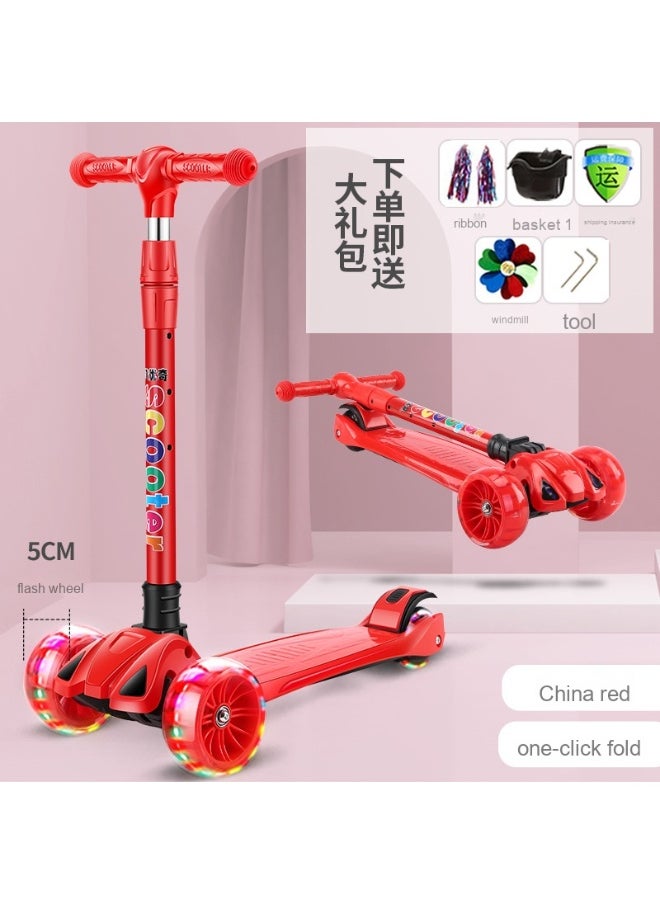 Kids scooter, 3 Wheel Scooter with Flash Wheels and Adjustable Height, Children Kick Scooter for 2-12 Year Kids (Colorful）