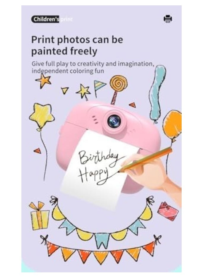 Smartbarry KC02 Instant Print Camera for Kids Digital Camera for Kids with Print Paper Photo Printer Camera for Kids 50M Pixel 2.4