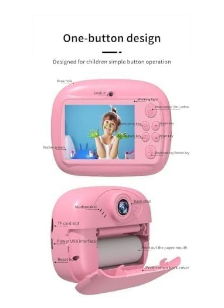 Smartbarry KC02 Instant Print Camera for Kids Digital Camera for Kids with Print Paper Photo Printer Camera for Kids 50M Pixel 2.4