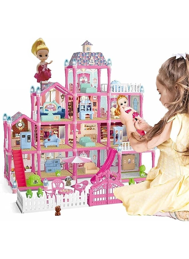 Dollhouse,Dream House for Girls Pretend Toys-4 Story 13 Rooms Dollhouse,Toddler Playhouse DIY Building Kids Gift for for 3-10 Year Old Girls.