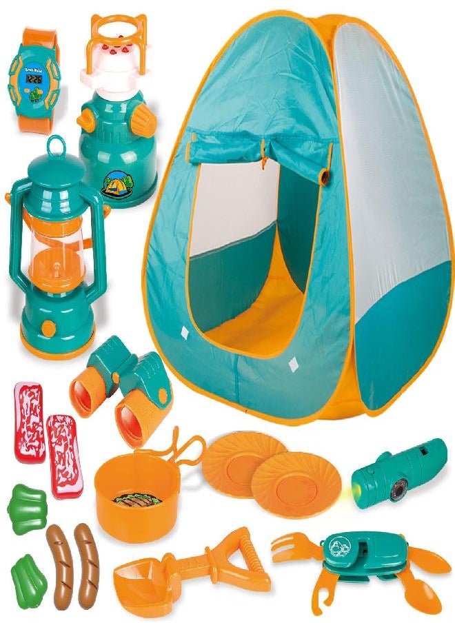 FUN LITTLE TOYS Kids Play Tent, Pop Up Tent with Kids Camping Gear Set, Outdoor Toys Camping Tools Set for Kids