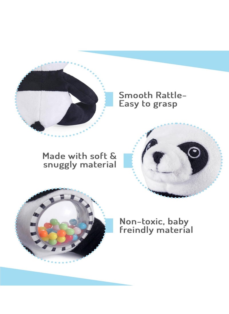 Bonfino plush panda rattle toy, non toxic rattle for baby