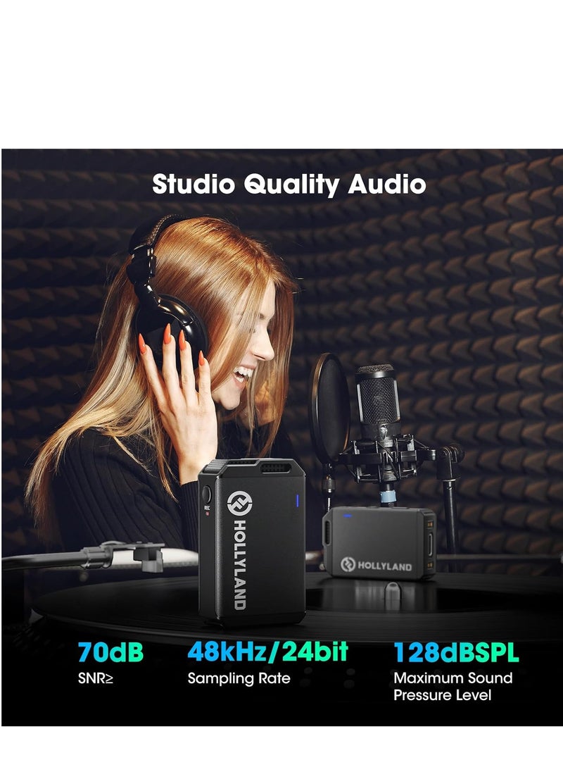 Hollyland LARK MAX Wireless Microphone System with ENC Noise Canceling Studio Audio Quality Camera Mic with Up to 14H Backup Record 22H Duration 820 ft Range for Filmmaking Interviewing Podcasting