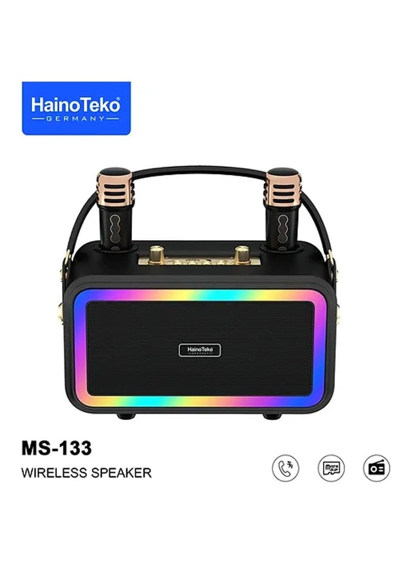 Haino Teko Germany MS133 Portable Bluetooth Wireless Speaker with 2 Wireless Mic