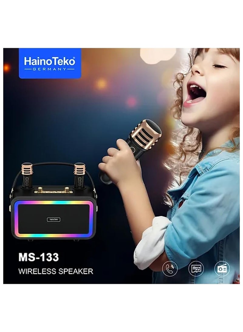 Haino Teko Germany MS133 Portable Bluetooth Wireless Speaker with 2 Wireless Mic