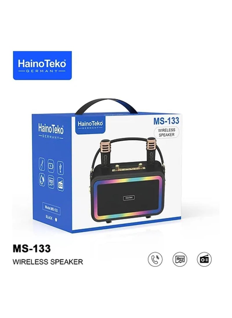 Haino Teko Germany MS133 Portable Bluetooth Wireless Speaker with 2 Wireless Mic