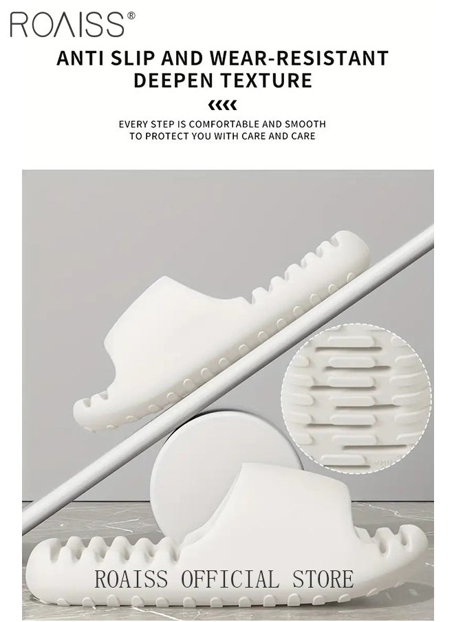 Men's EVA Hollow Sole Bath Slippers for Men Summer Simple Soft Elasticity Comfort Outdoor Beach Slides Quick Drying Silent Anti-Slip Decompression Lightweight Indoor Home Sandals Breathable