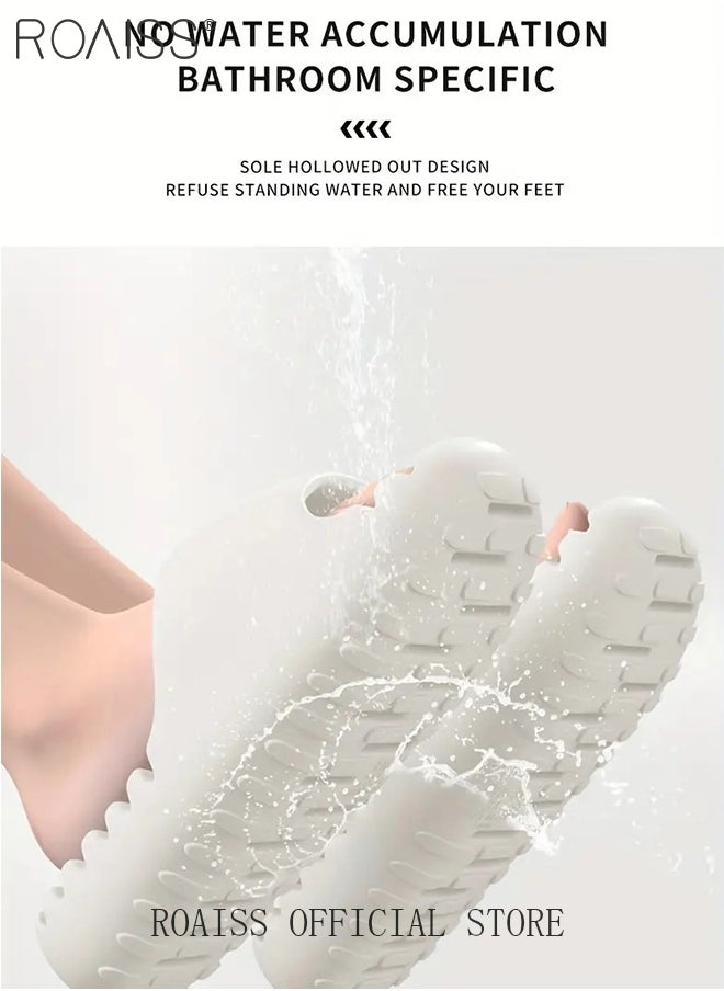 Men's EVA Hollow Sole Bath Slippers for Men Summer Simple Soft Elasticity Comfort Outdoor Beach Slides Quick Drying Silent Anti-Slip Decompression Lightweight Indoor Home Sandals Breathable