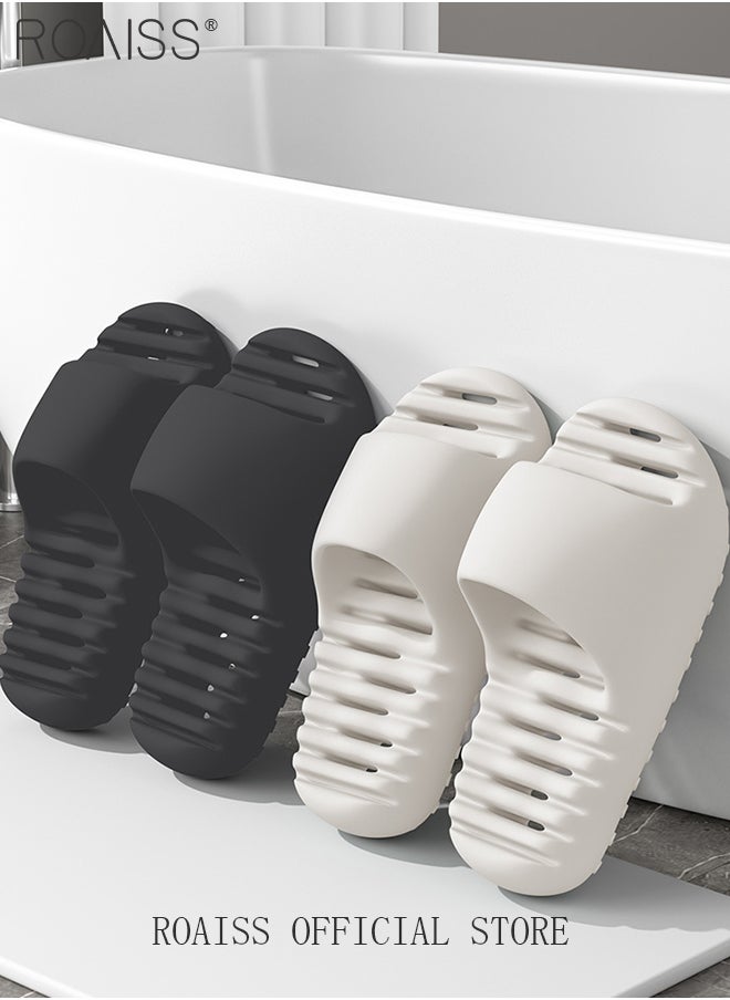 Men's EVA Hollow Sole Bath Slippers for Men Summer Simple Soft Elasticity Comfort Outdoor Beach Slides Quick Drying Silent Anti-Slip Decompression Lightweight Indoor Home Sandals Breathable