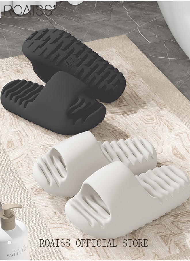 Men's EVA Hollow Sole Bath Slippers for Men Summer Simple Soft Elasticity Comfort Outdoor Beach Slides Quick Drying Silent Anti-Slip Decompression Lightweight Indoor Home Sandals Breathable