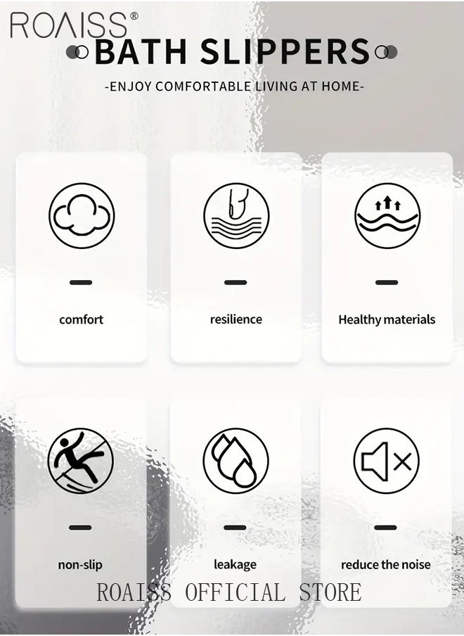 Men's EVA Hollow Sole Bath Slippers for Men Summer Simple Soft Elasticity Comfort Outdoor Beach Slides Quick Drying Silent Anti-Slip Decompression Lightweight Indoor Home Sandals Breathable