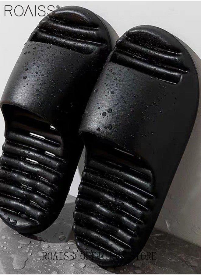 Men's EVA Hollow Sole Bath Slippers for Men Summer Simple Soft Elasticity Comfort Outdoor Beach Slides Quick Drying Silent Anti-Slip Decompression Lightweight Indoor Home Sandals Breathable