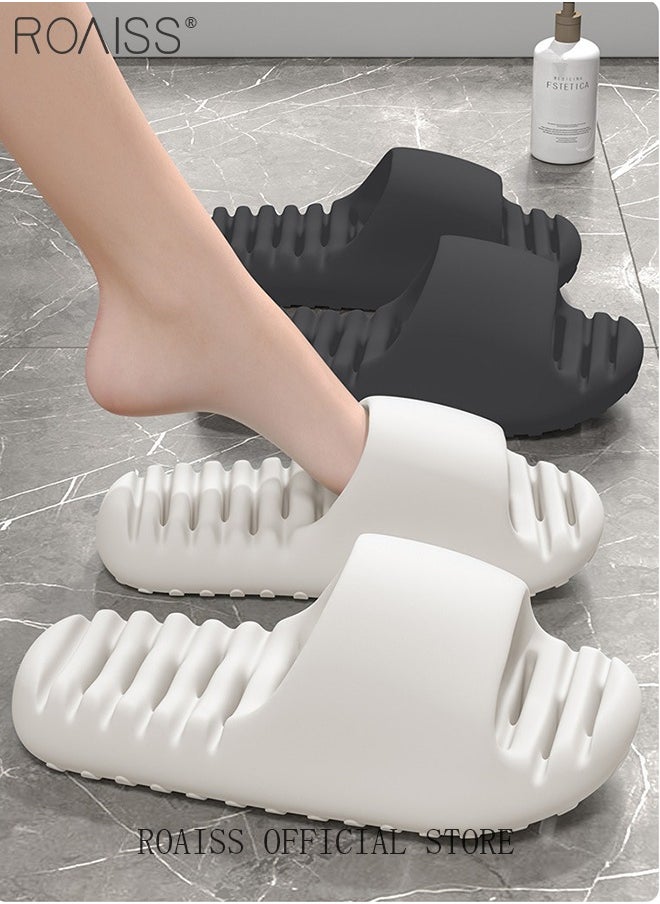 Men's EVA Hollow Sole Bath Slippers for Men Summer Simple Soft Elasticity Comfort Outdoor Beach Slides Quick Drying Silent Anti-Slip Decompression Lightweight Indoor Home Sandals Breathable