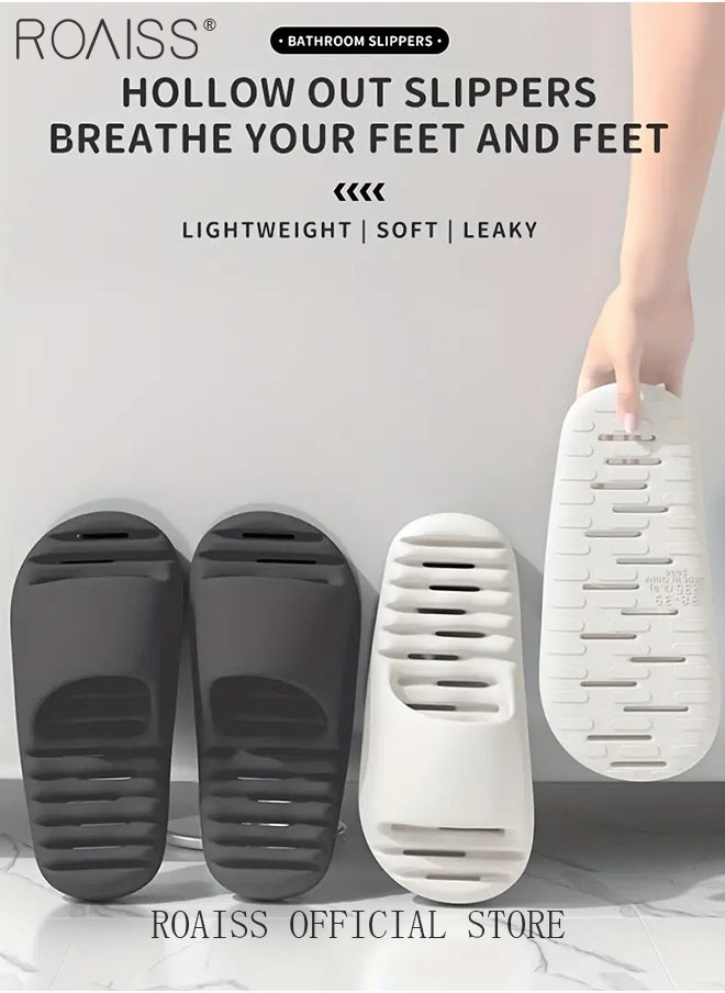 Men's EVA Hollow Sole Bath Slippers for Men Summer Simple Soft Elasticity Comfort Outdoor Beach Slides Quick Drying Silent Anti-Slip Decompression Lightweight Indoor Home Sandals Breathable