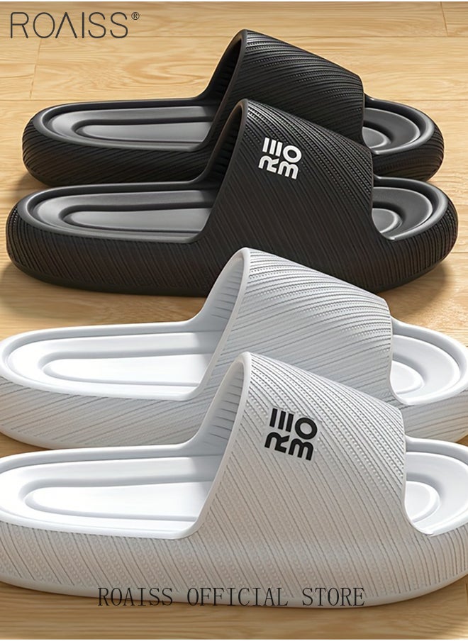 Men's Thick Sole EVA Household Slippers for Men Trendy Anti-Slip Non-smellable Soft Elasticity Skin Friendly Outdoor Slides Comfortable Cool Lightweight Indoor Bath Home Sandals Breathable Black
