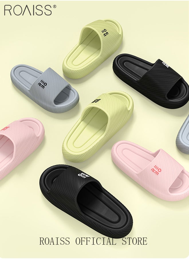 Men's Thick Sole EVA Household Slippers for Men Trendy Anti-Slip Non-smellable Soft Elasticity Skin Friendly Outdoor Slides Comfortable Cool Lightweight Indoor Bath Home Sandals Breathable Black