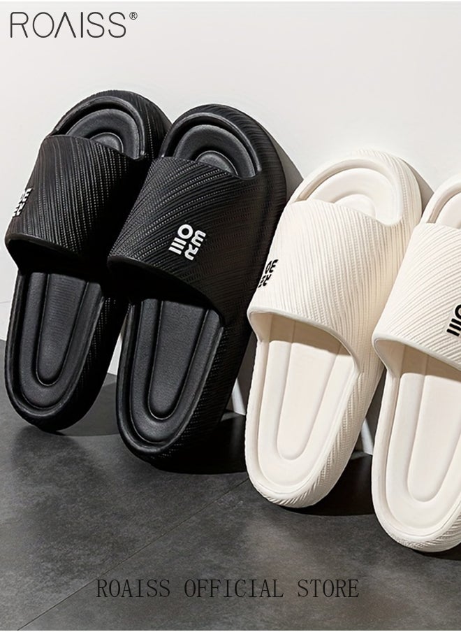 Men's Thick Sole EVA Household Slippers for Men Trendy Anti-Slip Non-smellable Soft Elasticity Skin Friendly Outdoor Slides Comfortable Cool Lightweight Indoor Bath Home Sandals Breathable Black