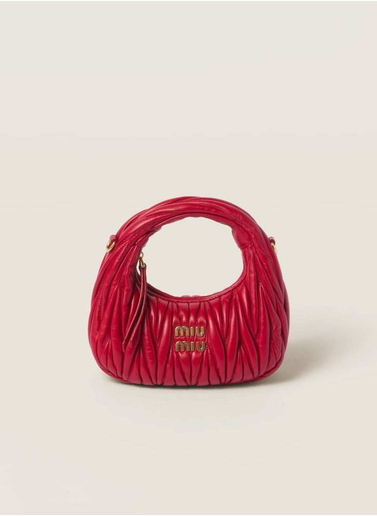 MIU MIU Wander Matelass é Soft Leather Mini Hobo Bag (Red)