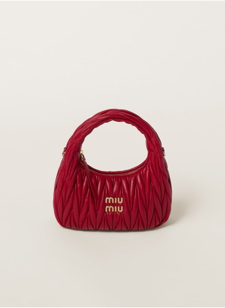 MIU MIU Wander Matelass é Crescent Bag Women's Handbag Adjustable Shoulder Bag (Red)