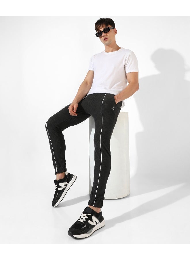 Men's Solid Black Regular Fit Trackpants