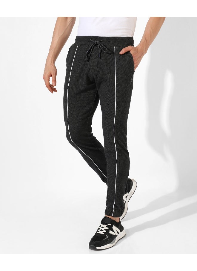 Men's Solid Black Regular Fit Trackpants