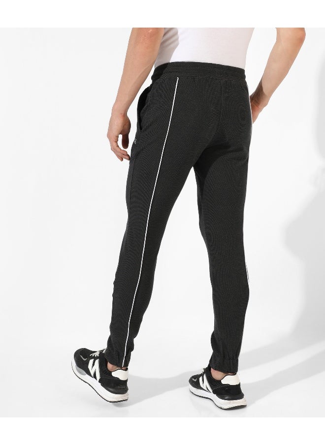 Men's Solid Black Regular Fit Trackpants