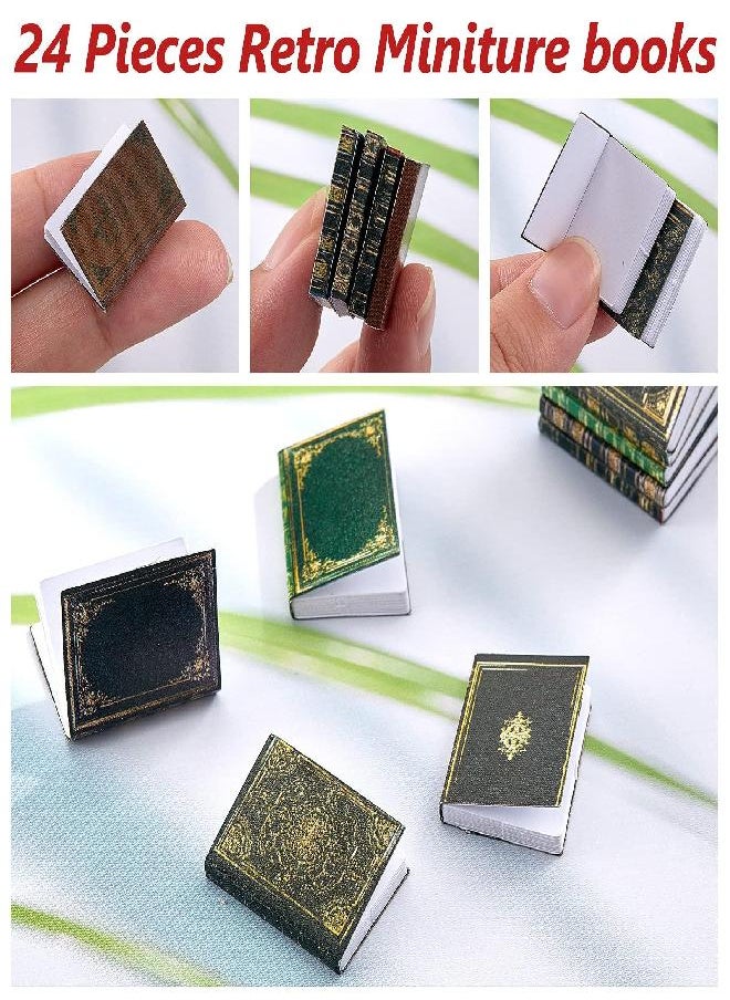 24 Pieces 1:12 Scale Miniatures Dollhouse Books Assorted Miniatures Books Dollhouse Mini Books Dollhouse Decoration Accessories Doll Toy Supplies for Christmas Pretend Play (Classic Style)