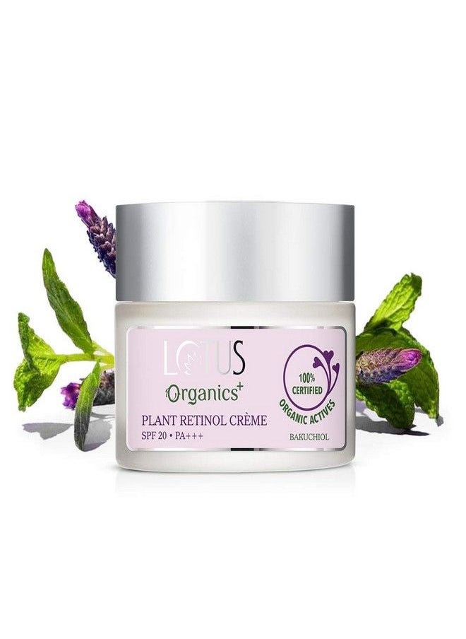 Lotus Organics+ Bakuchiol Plant Retinol Face Cream | 100% Organic Bakuchiol | SPF 20 | PA+++ | Sulphate & Paraben Free | All Skin Types | 50g