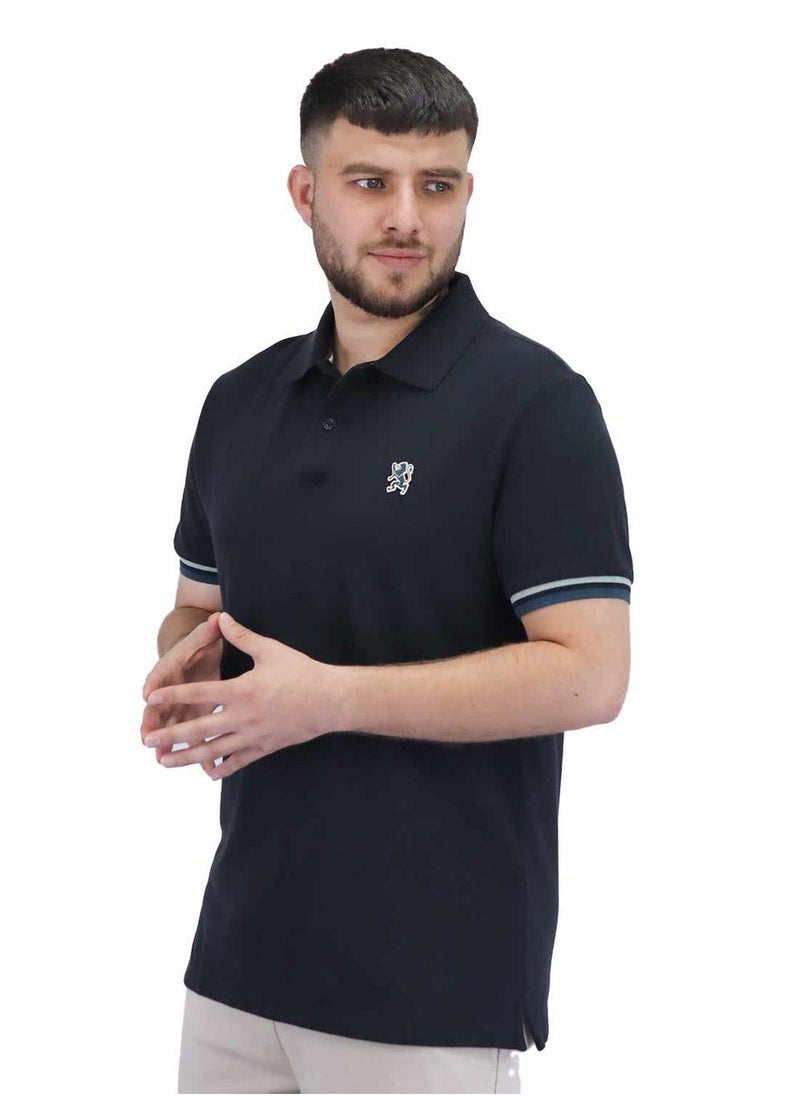 Men's Performance Slim Fit Lion Embroidery Solid Polo