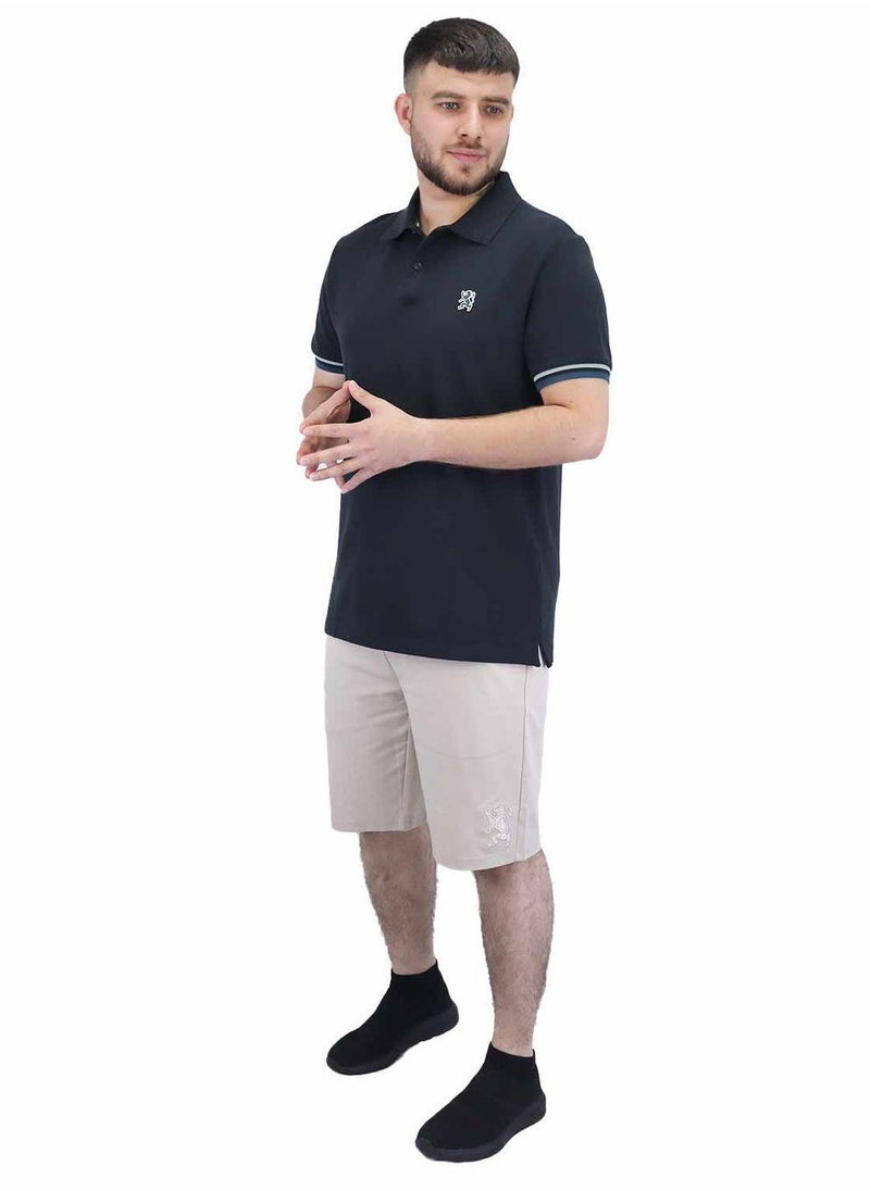 Men's Performance Slim Fit Lion Embroidery Solid Polo