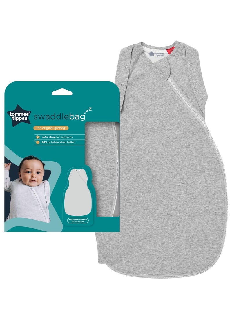 Baby Sleeping Bag For Newborns, Original Grobag Swaddle, Soft Cotton-Rich Fabric, 0-3m, Sky Grey