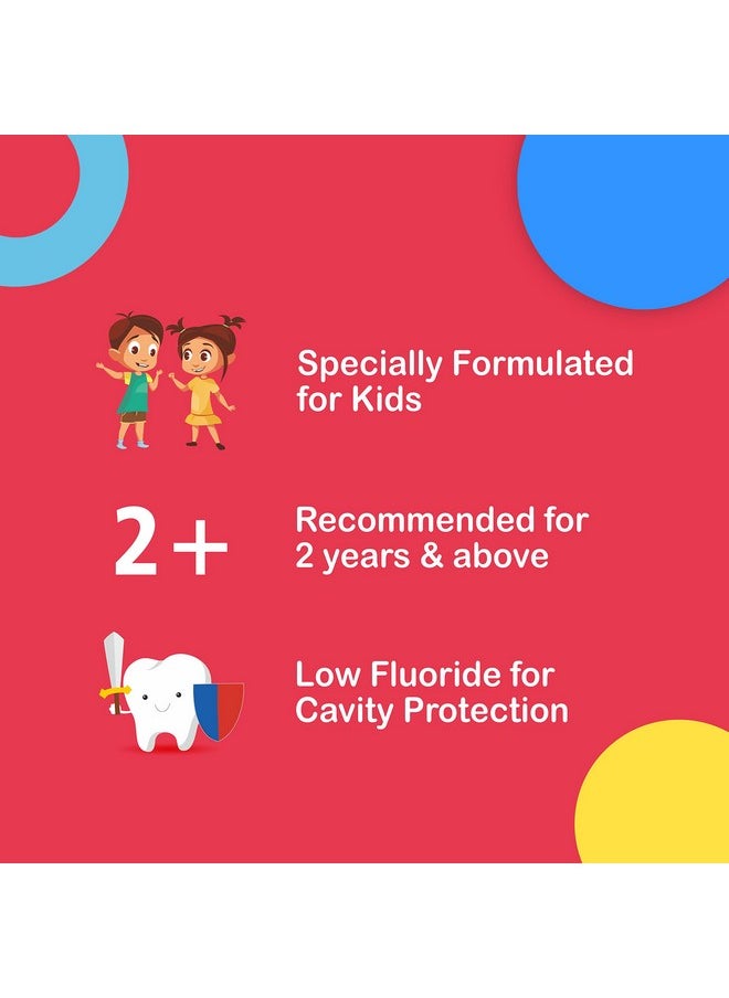 Gel Toothpaste For Kids - Assorted Flavors (Pack Of 6) (Bubble Gum, Mango, Orange, Raspberry, Strawberry, Watermelon (80G Each))