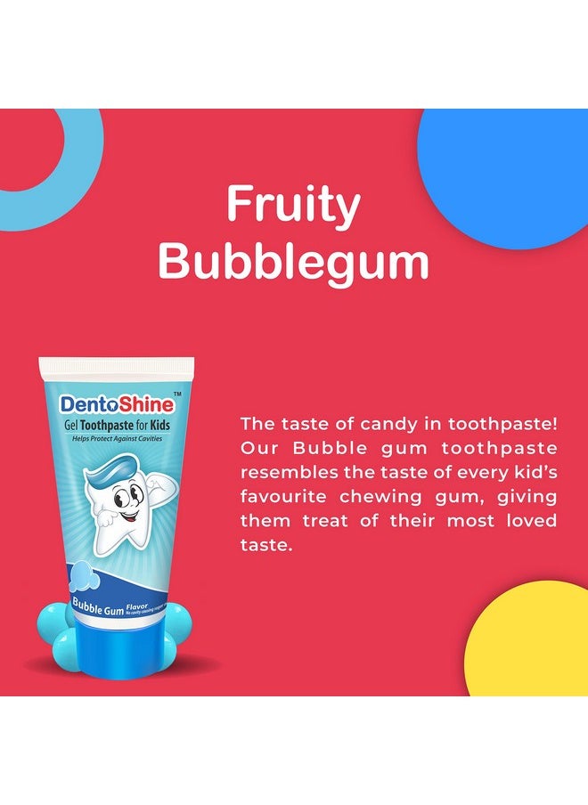 Gel Toothpaste For Kids - Assorted Flavors (Pack Of 6) (Bubble Gum, Mango, Orange, Raspberry, Strawberry, Watermelon (80G Each))