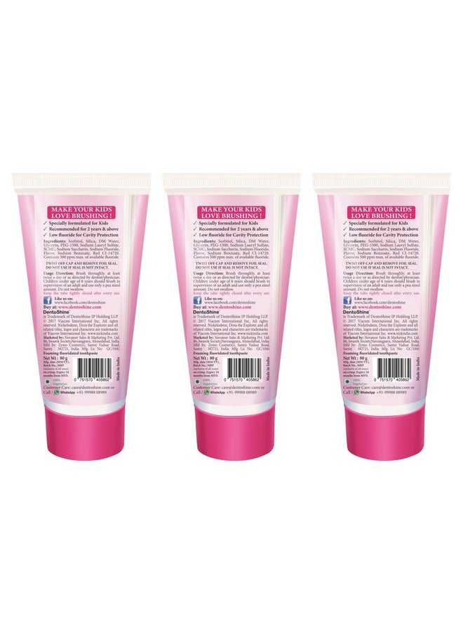 Gel Toothpaste For Kids | Pack Of 3 (3, Strawberry (Dora))