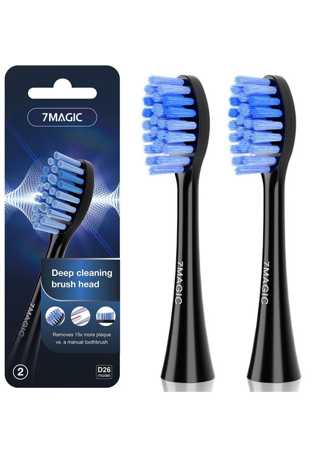 Model D26 Electric Toothbrush Heads, Replacement Toothbrush Heads For Deep Cleaning, Durable And Effective, 2 Pack Toothbrush Replacement Brush Heads, Black