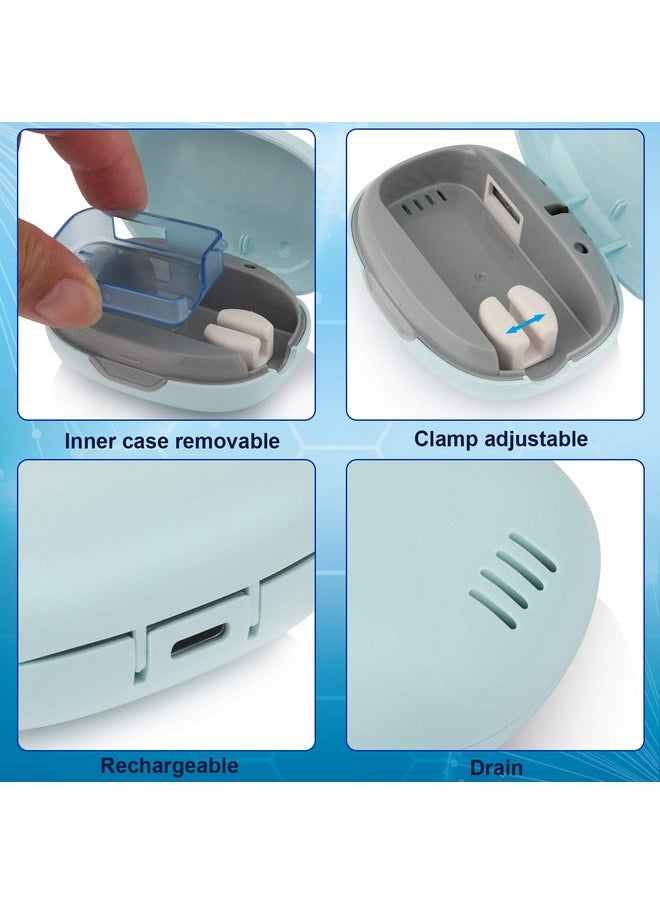 Mini Toothbrush Sterilizer Cover Rechargeable Travel Toothbrush Case With Holder For Houshold And Traving Or Business Trip Blue