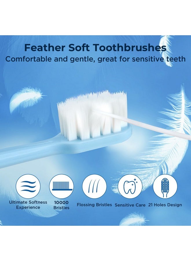 Extra Soft Toothbrush For Sensitive Gums, Compact Head Soft Bristle Toothbrush With 10000 Soft Flossing Micro Nano Bristles For Adults, Pregnant Women, Elderly, Braces