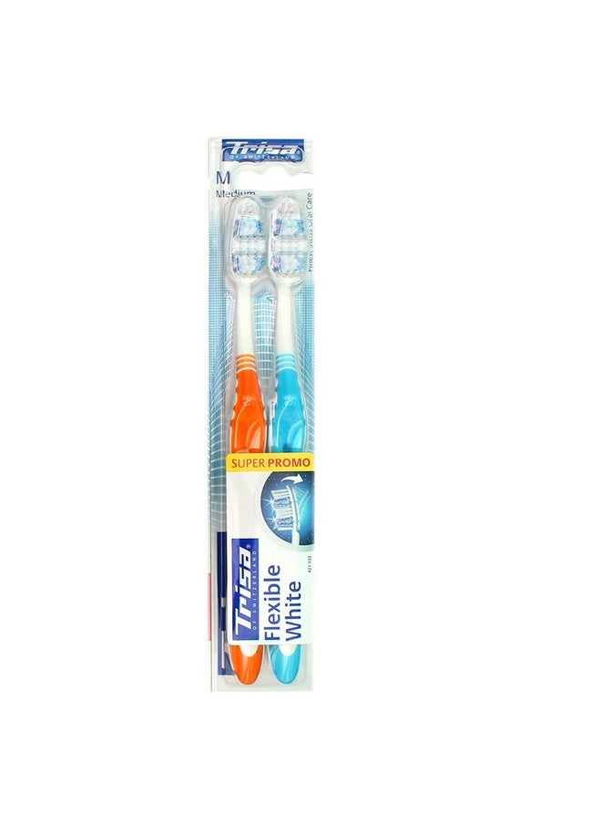 Flexible White Medium Toothbrush Pack Of 2 (Assorted Color)