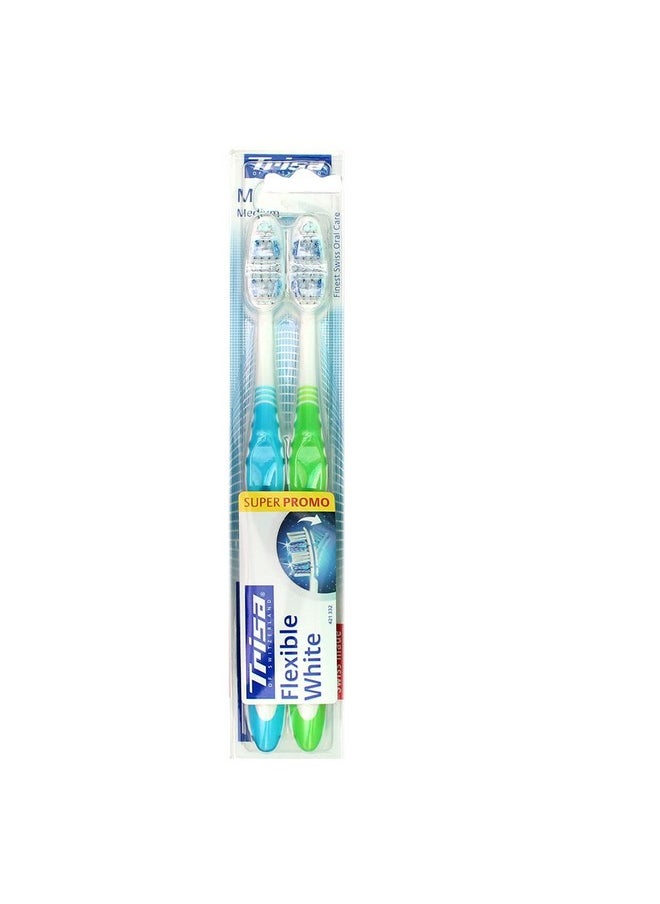 Flexible White Medium Toothbrush Pack Of 2 (Assorted Color)