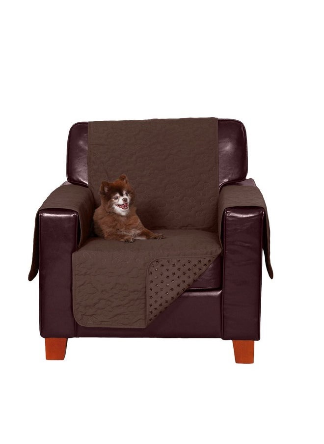 Waterproof & Non-Slip Chair Cover Protector For Dogs, Cats, & Children - Quilted Paw Print Living Room Furniture Cover - Espresso, Chair