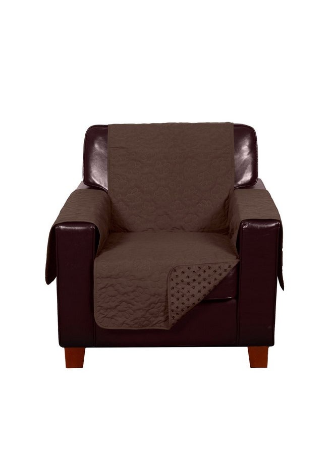 Waterproof & Non-Slip Chair Cover Protector For Dogs, Cats, & Children - Quilted Paw Print Living Room Furniture Cover - Espresso, Chair