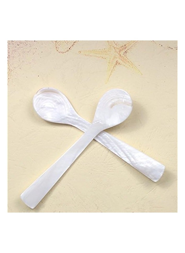 Spoons - Mother of Pearl MOP Spoon W Round Handle 3.55 inch, 2 pack