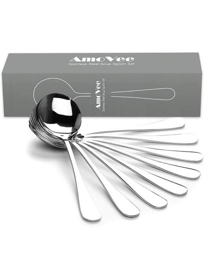 Poons, Amovee Wholesale Stainless Steel Alpha Round Spoons, Set Of 8