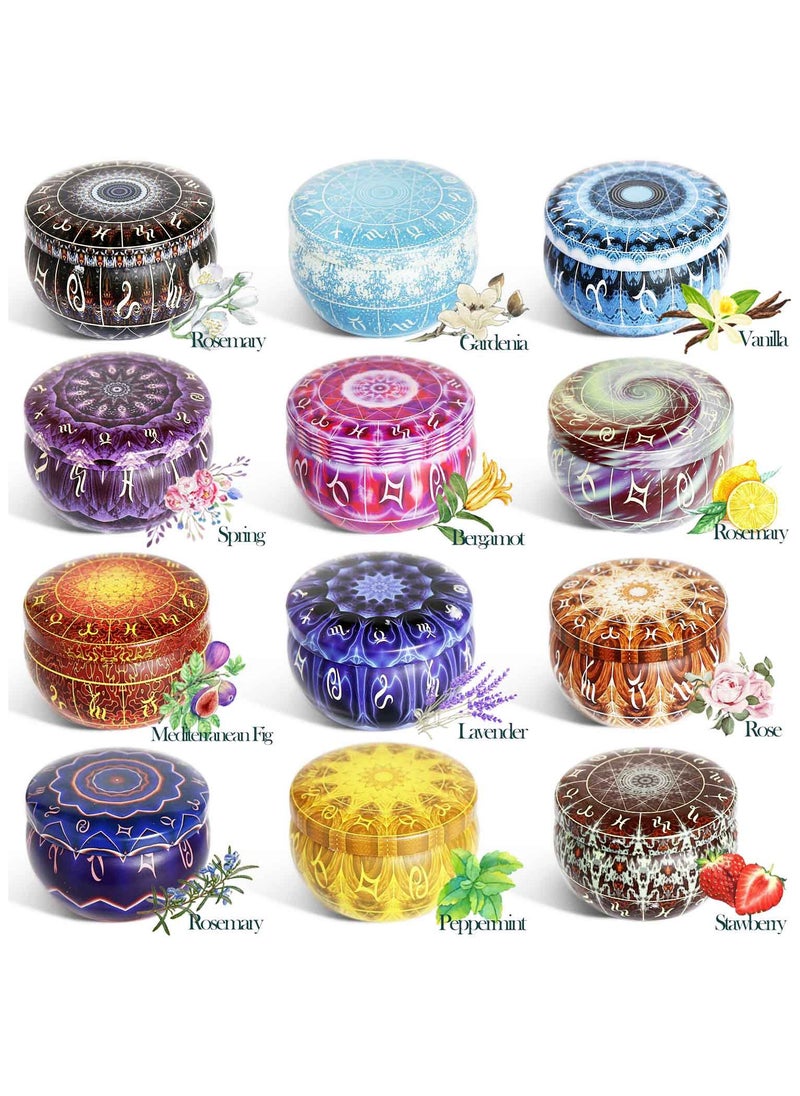 Christmas Scented Candle Gift, Aromatherapy Candles, Natural Soy Wax Scented Candle Set for Women, Cande Gift Set Meditation Gifts, Holiday Christmas Gifts for her, 12 Pack