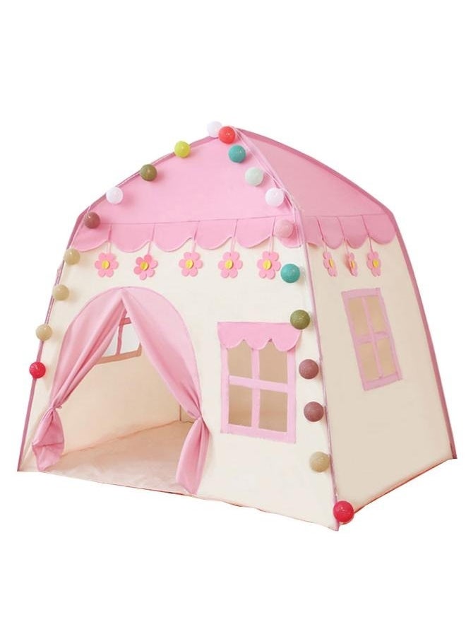 Cute Princess Tent for Girls, Pink Castle Play Tent Playhouse for Children Indoor and Outdoor Fun, Outdoor Play Tent，130*100*130cm(LxWxH)