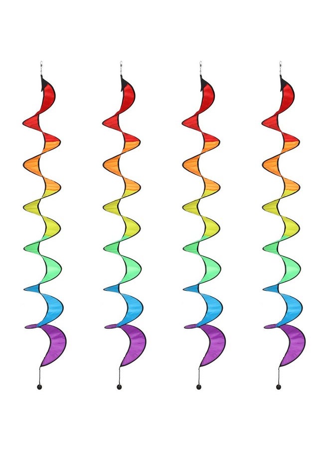 4 Pieces Rainbow Curlie Spinner Rainbow Wind Spinner Colorful Hanging Rainbow Wind Twister For Outdoor Indoor Decoration (57 Inch)