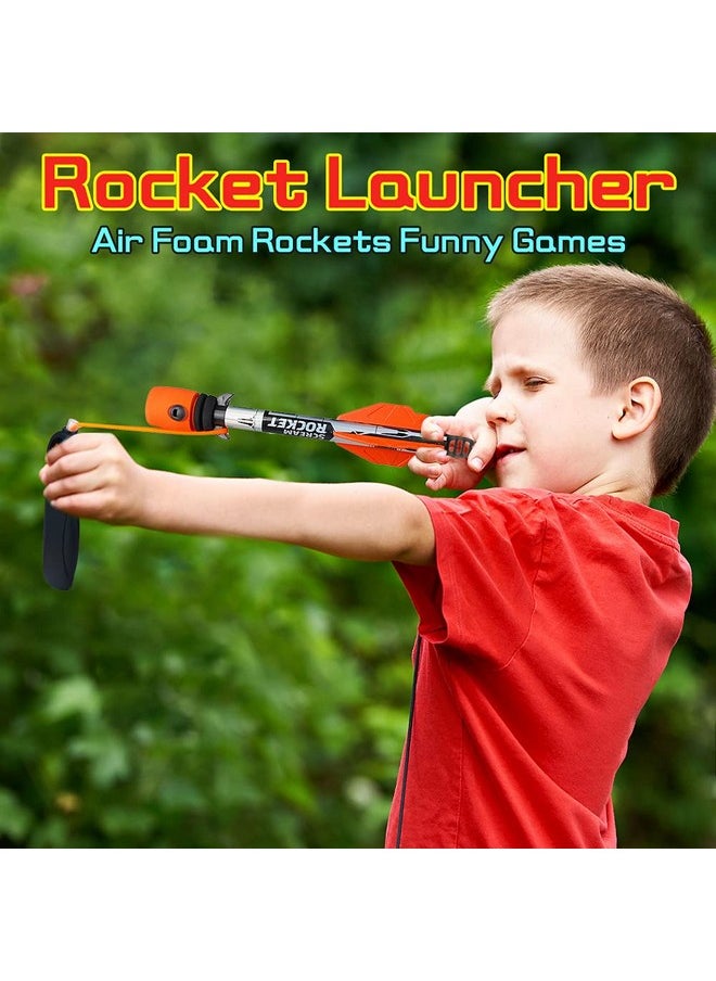 Slingshot Rocket Launcher Toys For Kids - Sky Rockets Air Foam Scream Rocket With 2 Pack & 1 Launcher | Shoots Up To 250 Ft Outdoor Indoor Activity For Boys Girls Aged 4 5 6 7 8 9+