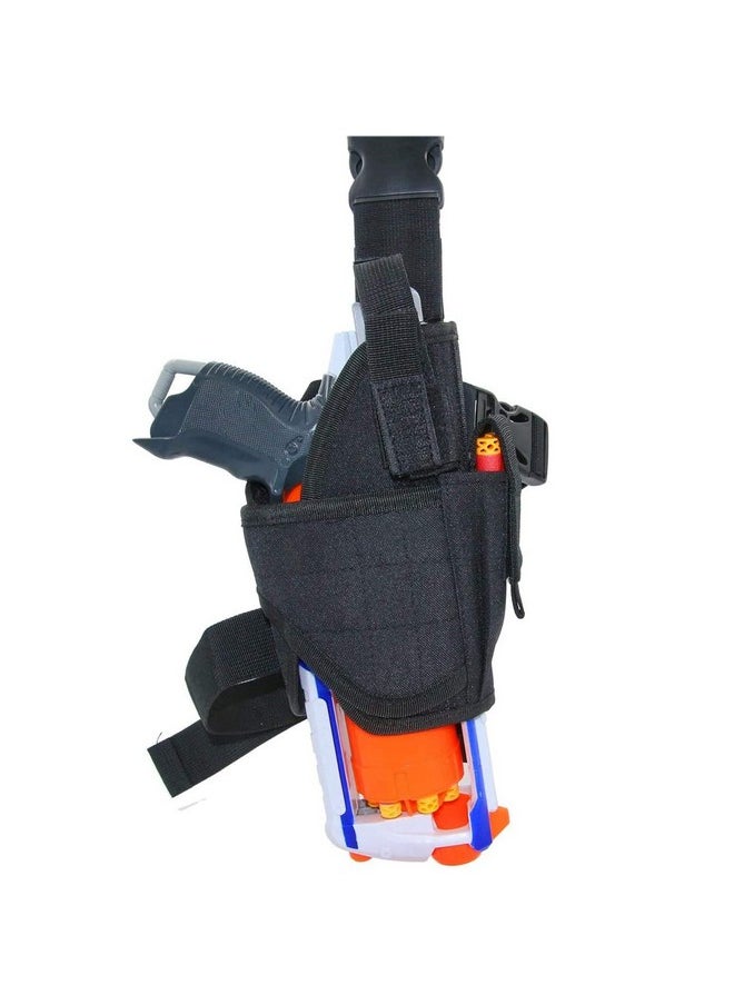 Tactical Drop Leg Holster, Adjustable Right Handed Thigh Gun Holsters Compatible For Nerf Elite Series Blaster (Black)