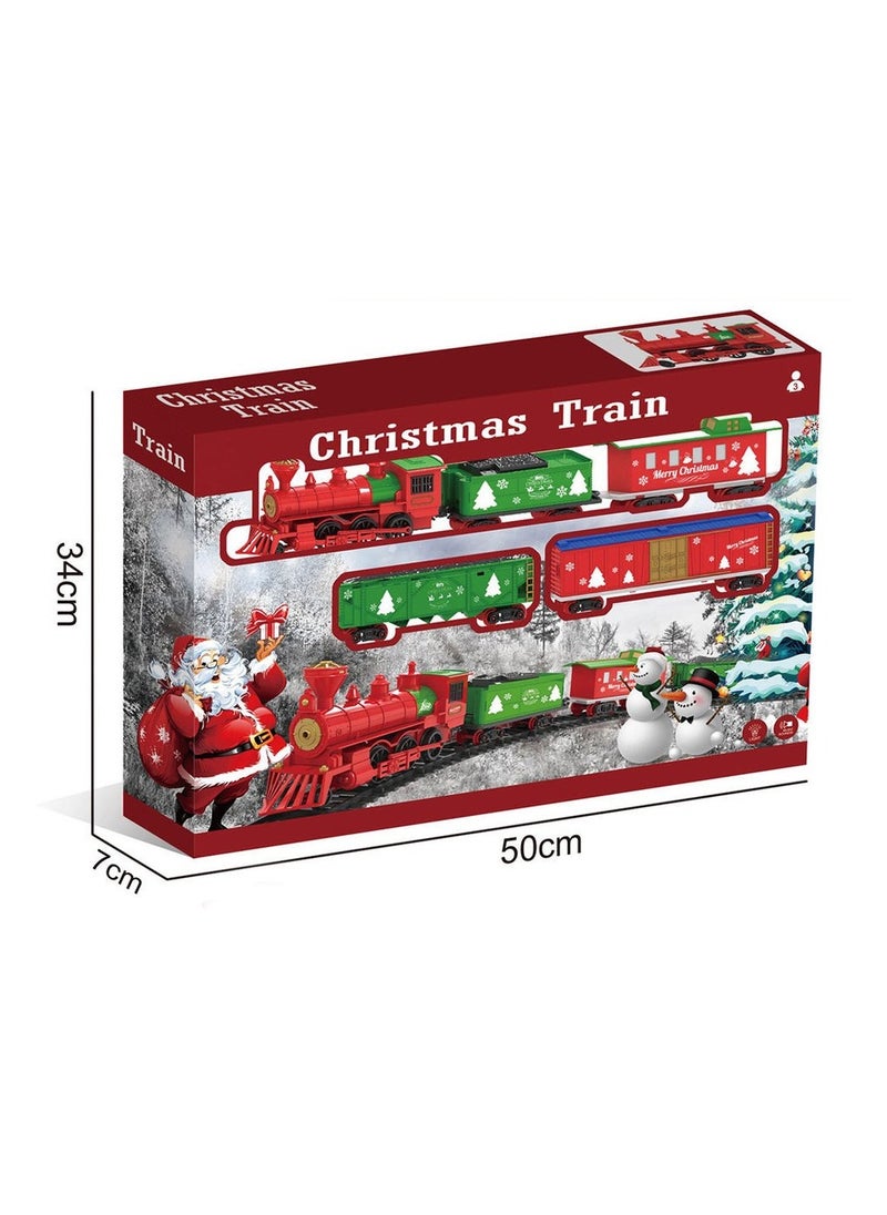 Christmas Train Toy Set with Lights & Music, 24 Pieces, Large Oval Track, Holiday Decoration for Kids, ST0027866M-B