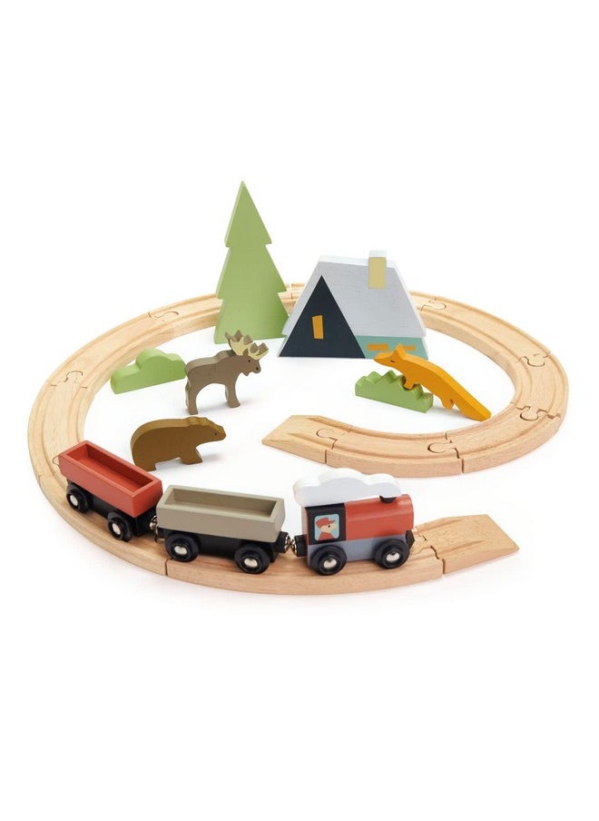 - Treetops Train Set - Beautiful Wooden Toy Train Set Kids - Intelligent And Imaginative Play Skills For Age 3+